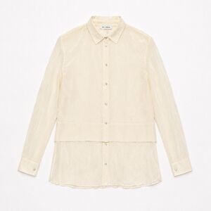 Gat Rimon Sid Ivory 100% Silk Layered Button Blouse Size 3 Large